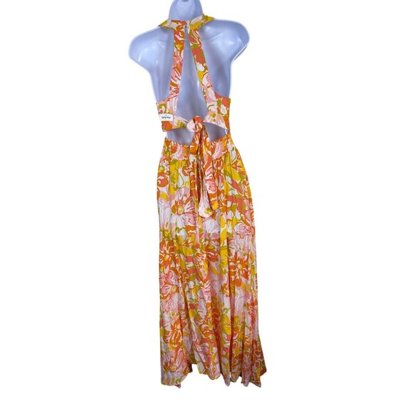 NEW Abel The Label Sleeveless Floral Halter Maxi Dress size Small Boho Cottage - Picture 2 of 16